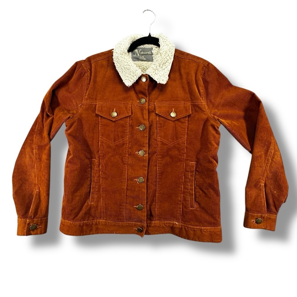 Natural Reflections Bass Pro Shops Corduroy Faux Fur Lined Jacket Brown GUC Larg